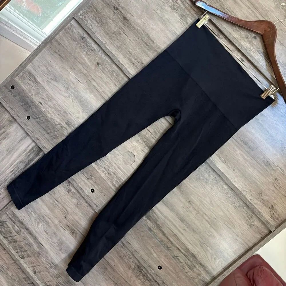 Spanx by Sara Blakely 1X Black Skinny Leggings Preppy Sporty Athletic Casual Chi